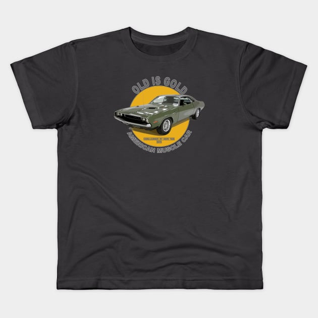 Challenger RT HEMI 426 American Muscle Car 60s 70s Old is Gold Kids T-Shirt by Jose Luiz Filho